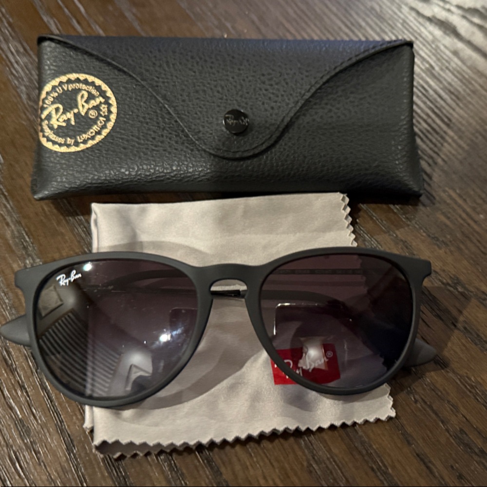 Ray-Ban Black Erika Sunglasses with Leather Case